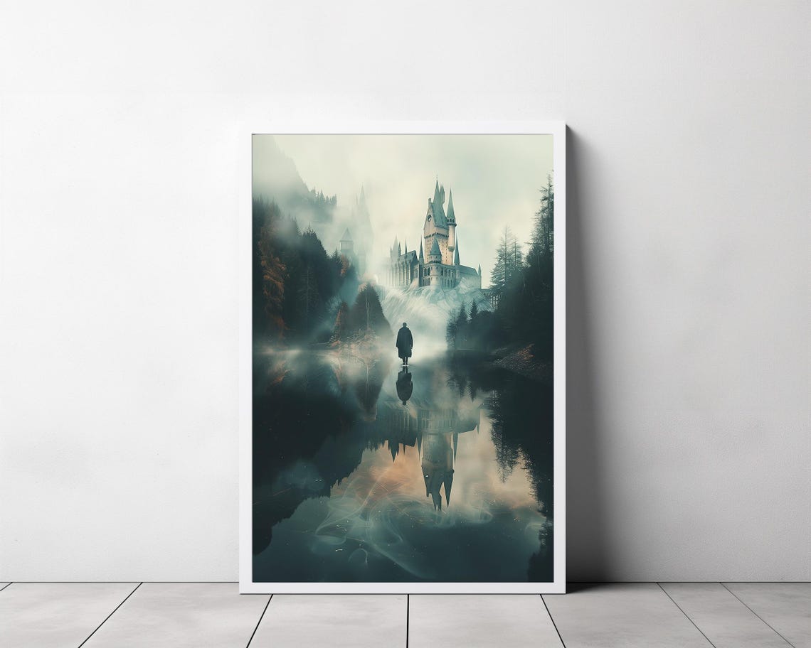 Wizarding Inspired Poster Vintage Wizard School Wizard World Van Gogh Painting Vintage Castle Decor Wall Art - Image 3