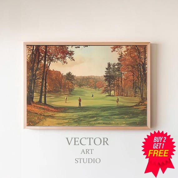 Golf Vintage Painting Landscape Art Print Vintage Golf Course Wall Art Wall Decor Golf Fan Gifts