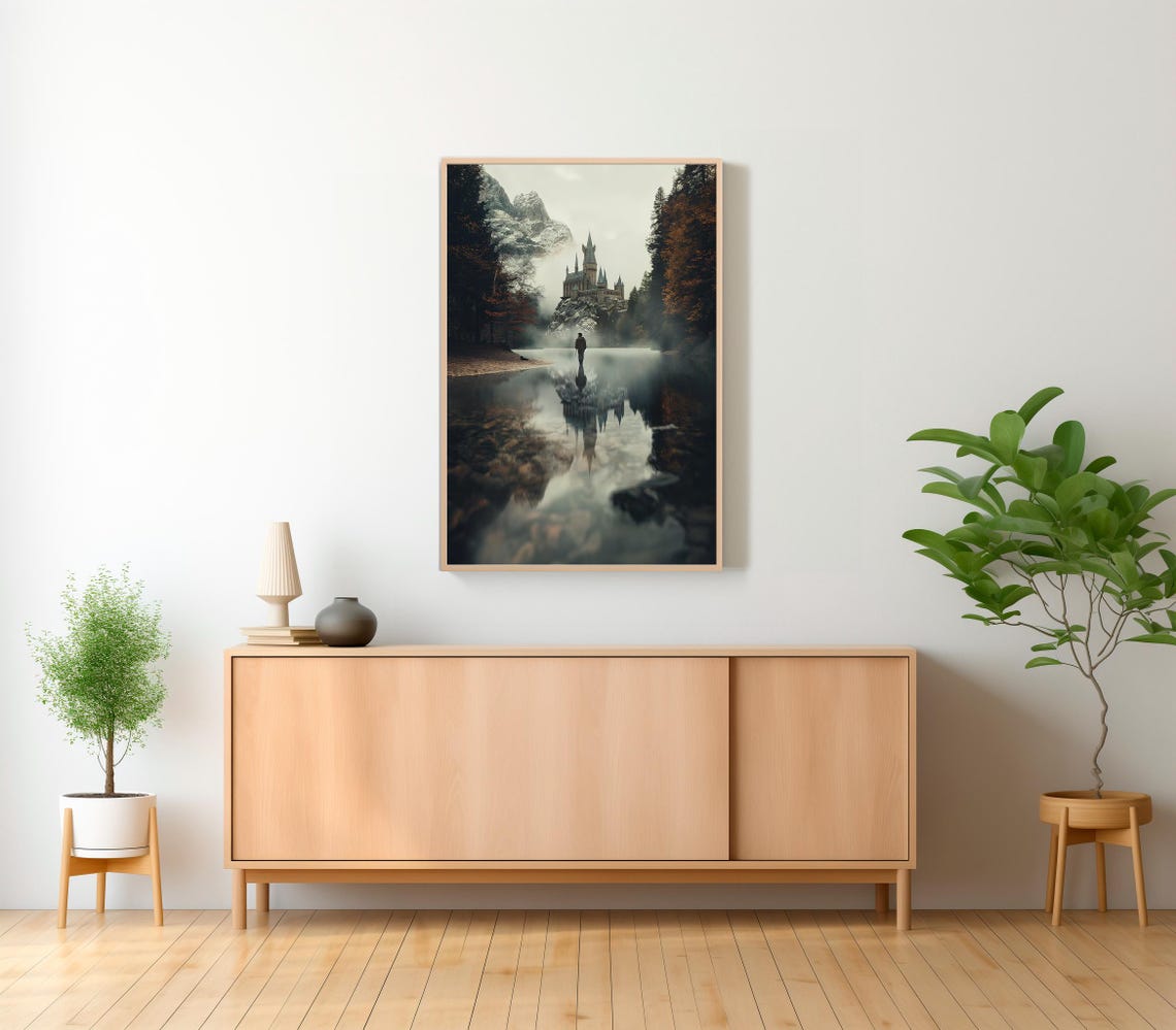 Wizarding Inspired Poster Vintage Wizard School Wizard World Van Gogh Painting Vintage Castle Decor Wall Art - Image 2