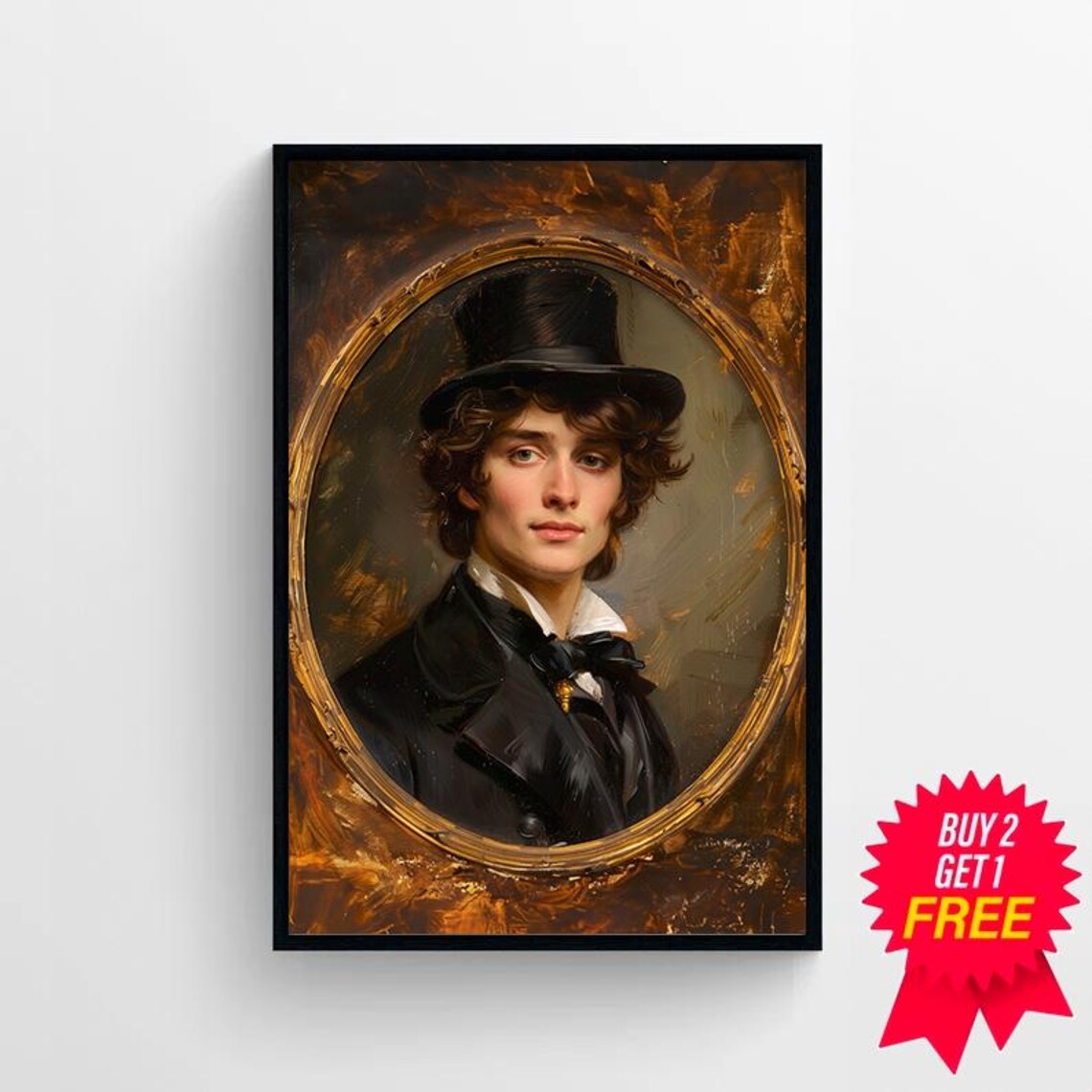 Vintage Oval Portrait of a Young Gentleman with a Bow Tie Poster - Image 4