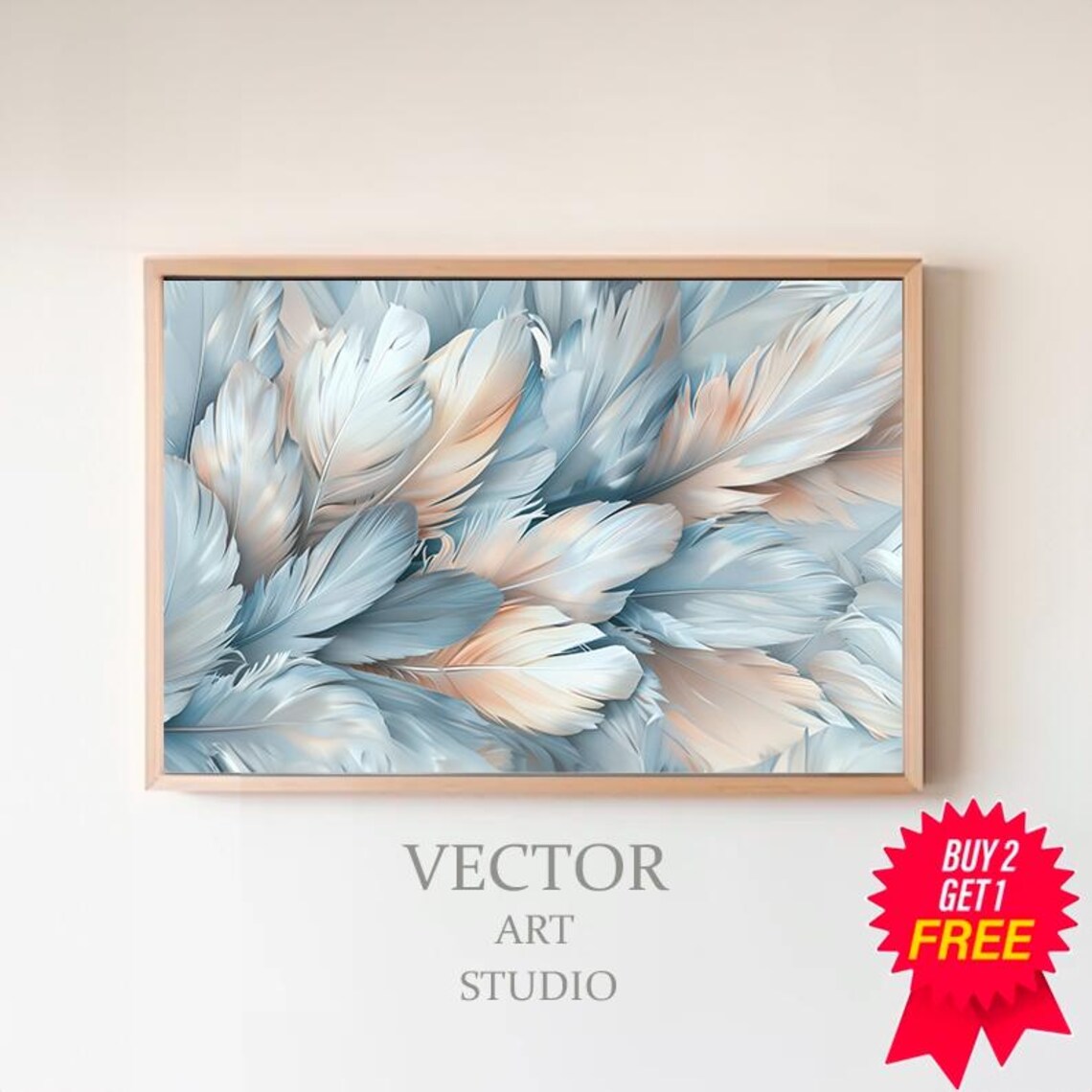 Abstract Feather Wall Art Print, Modern Home Decor
