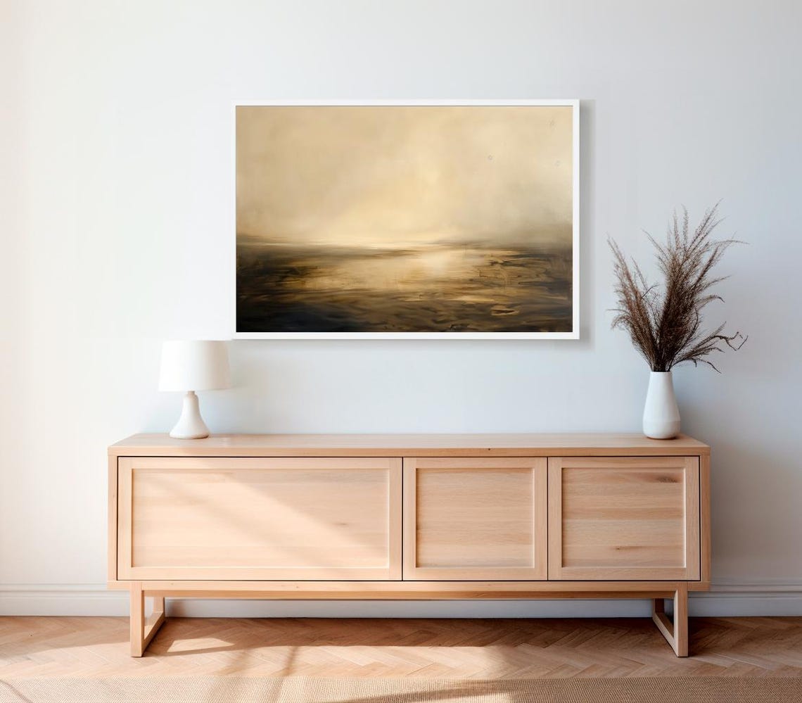 Minimalist Beige Gold Abstract Landscape Horizon Calm Painting Poster - Image 2
