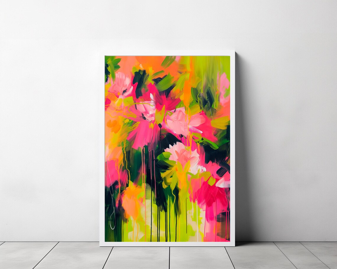 Colorful Abstract Floral Maximalist Modern Gallery Style Art Print - Image 3