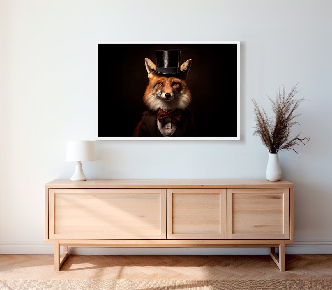 Dapper Fox In Top Hat And Red Bow Tie Victorian Gentleman Poster - Image 2