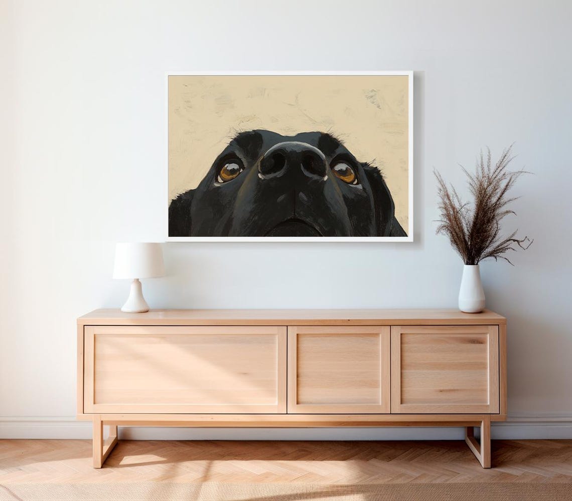 Curious Black Labrador Peeking Up from the Frame Edge Poster - Image 2