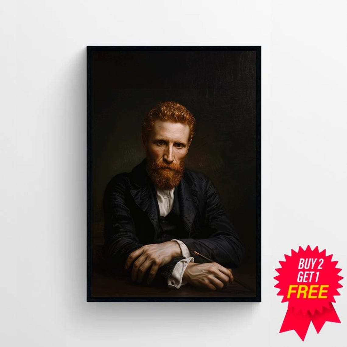Van Gogh Print Moody Portrait Vintage Art - Image 4