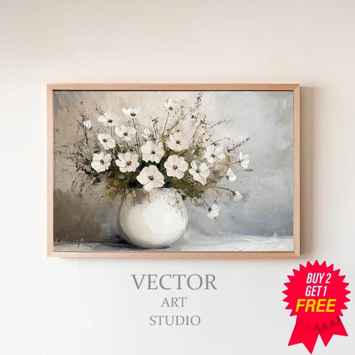Elegant White Blossoms In White Ceramic Vase Still Life Poster