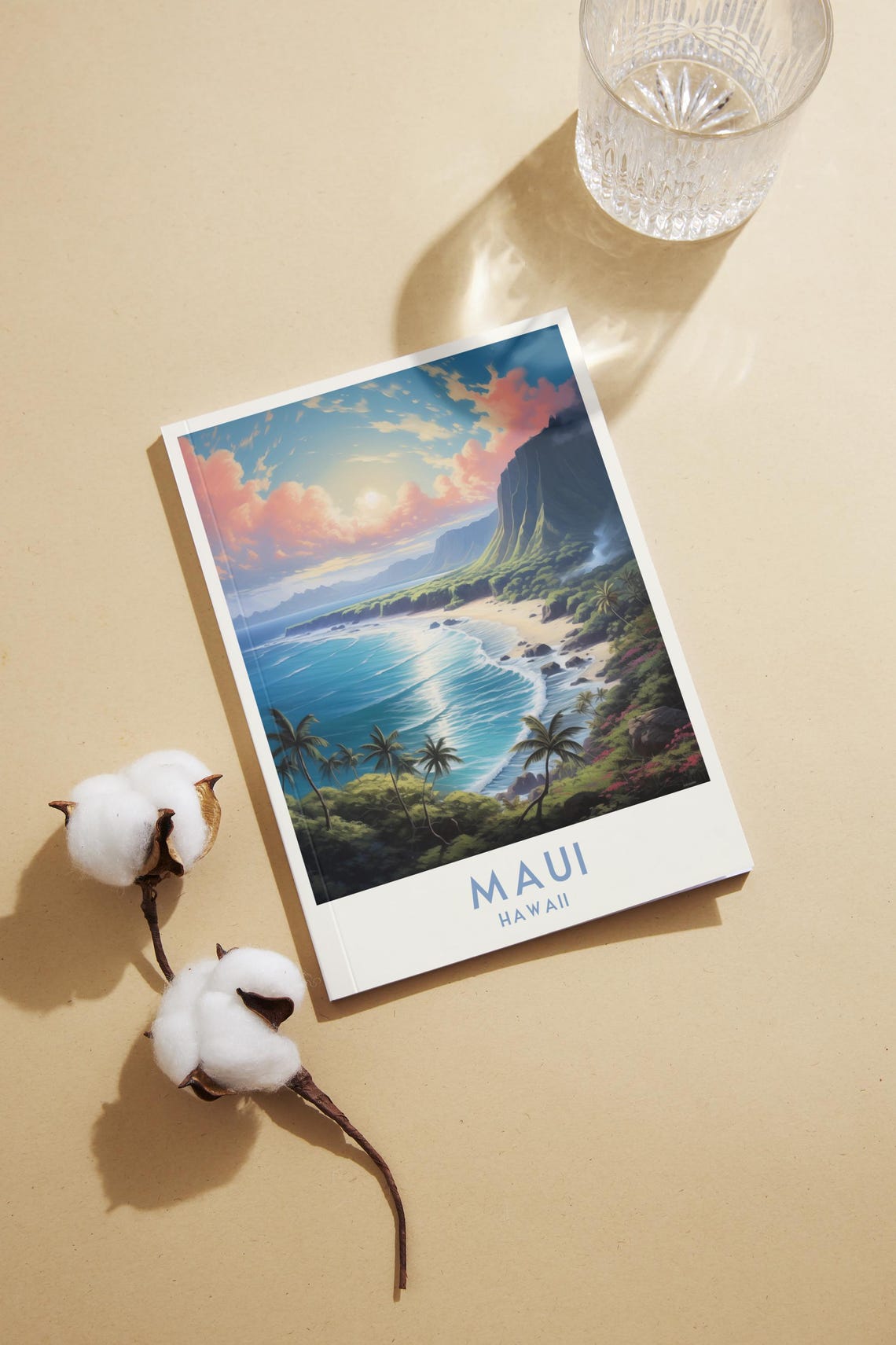 Maui Hawaii Palm Cove Pink Clouds Ocean Cliffs Travel Poster - Image 2