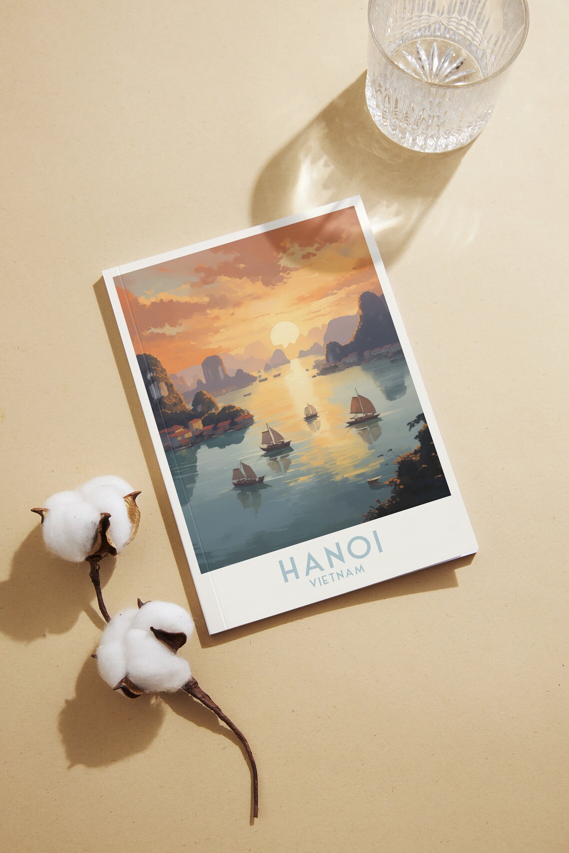 Hanoi Vietnam Sunset Bay Limestone Karsts Sailboats Travel Poster - Image 2