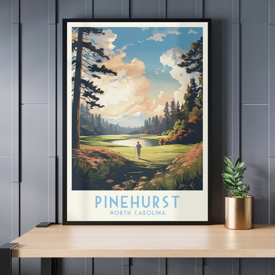 Pinehurst North Carolina Golfer by Lake Pines Golf Course Poster - Image 4