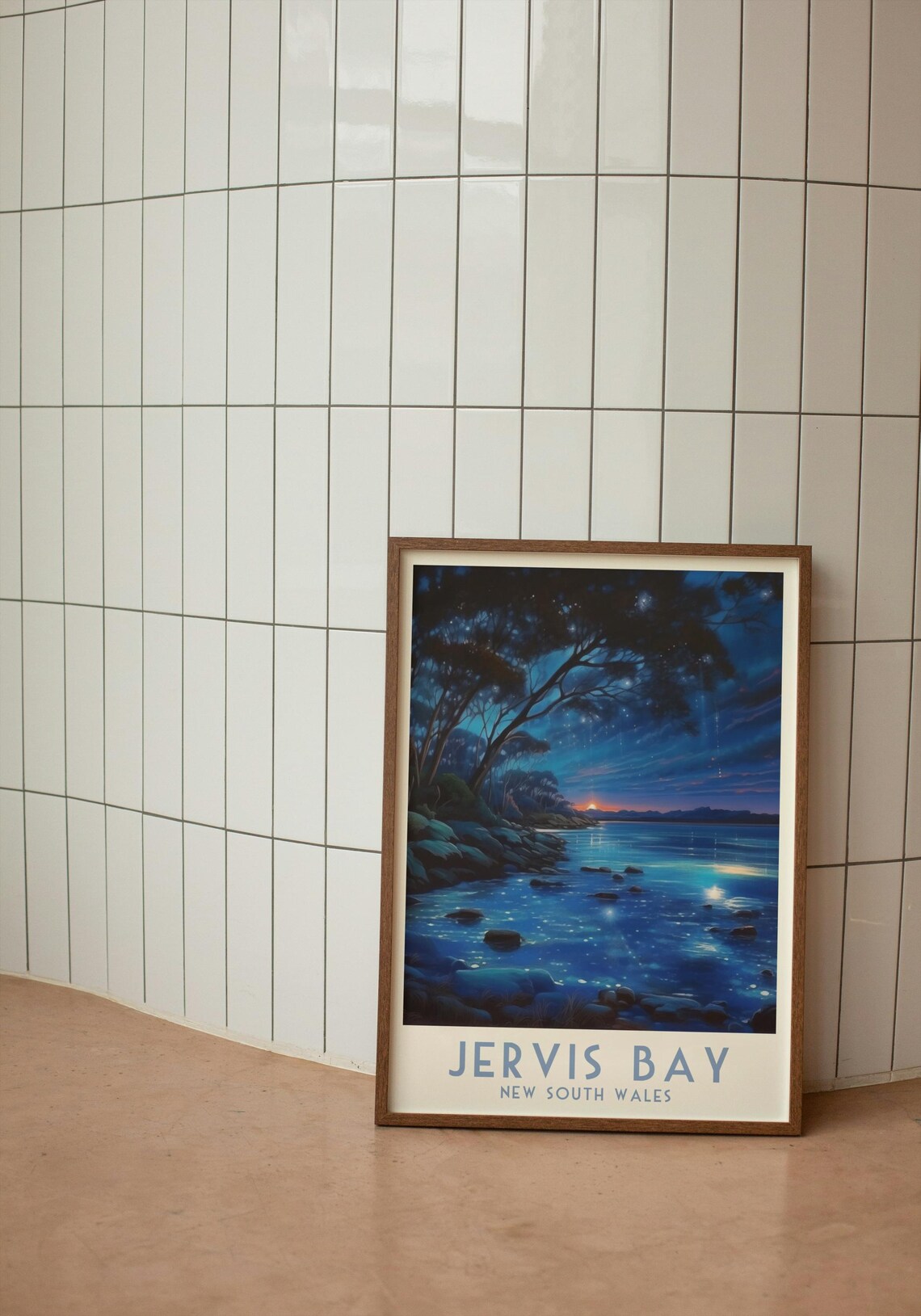 Jervis Bay New South Wales Starry Night Glowing Coast Travel Poster - Image 4