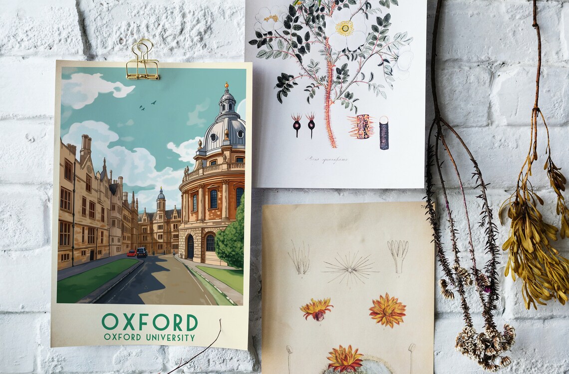 Oxford England Oxford University Dome Street Retro Travel Poster Art - Image 4