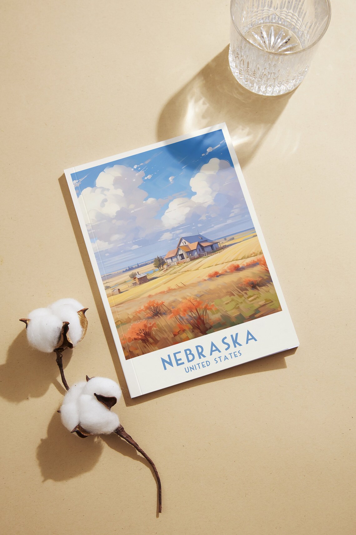 Nebraska United States Farmhouse Prairie Golden Fields Travel Poster - Image 2