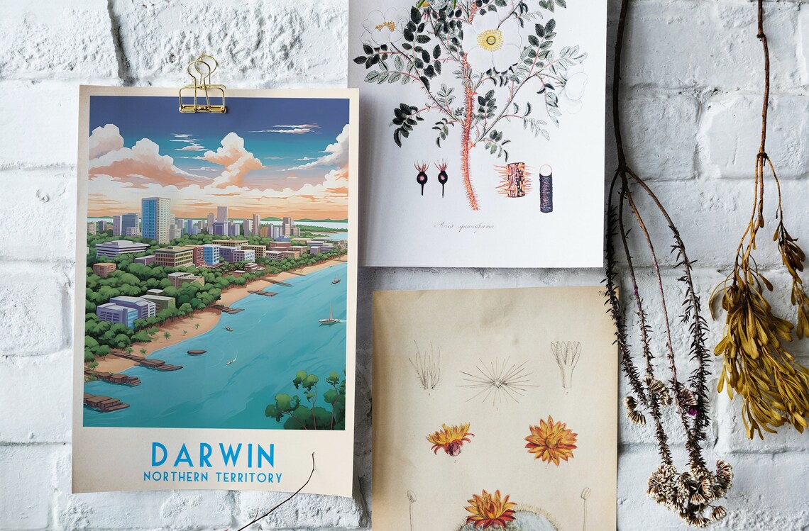 Darwin Northern Territory Tropical Harbor Skyline Aerial Poster - Image 4