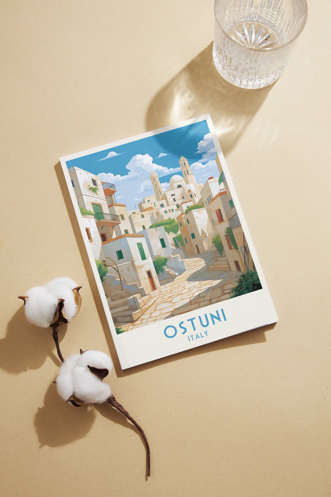 Ostuni White City Puglia Cathedral Street Vintage Italy Travel Poster - Image 2