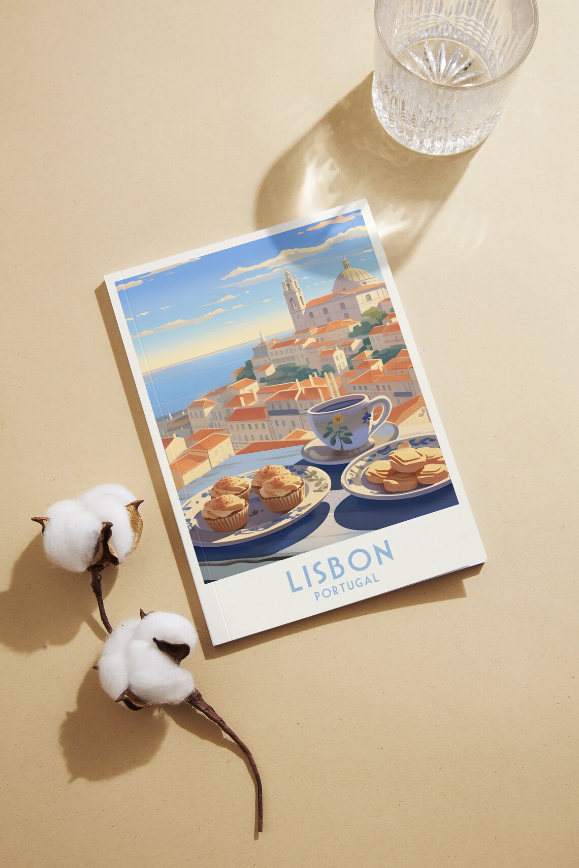 Lisbon Terrace Coffee and Pastries Overlooking Old Town Travel Poster - Image 2