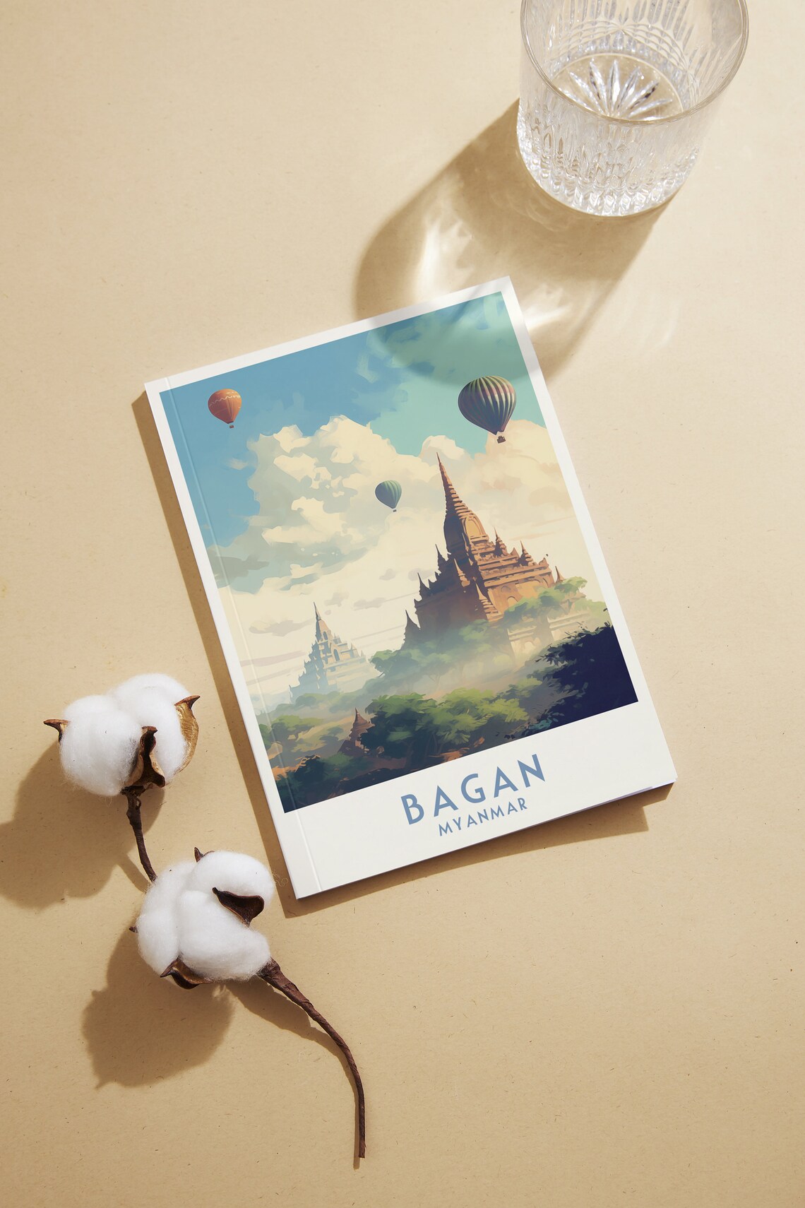 Bagan Myanmar Golden Ancient Temples With Hot Air Balloons Poster - Image 2