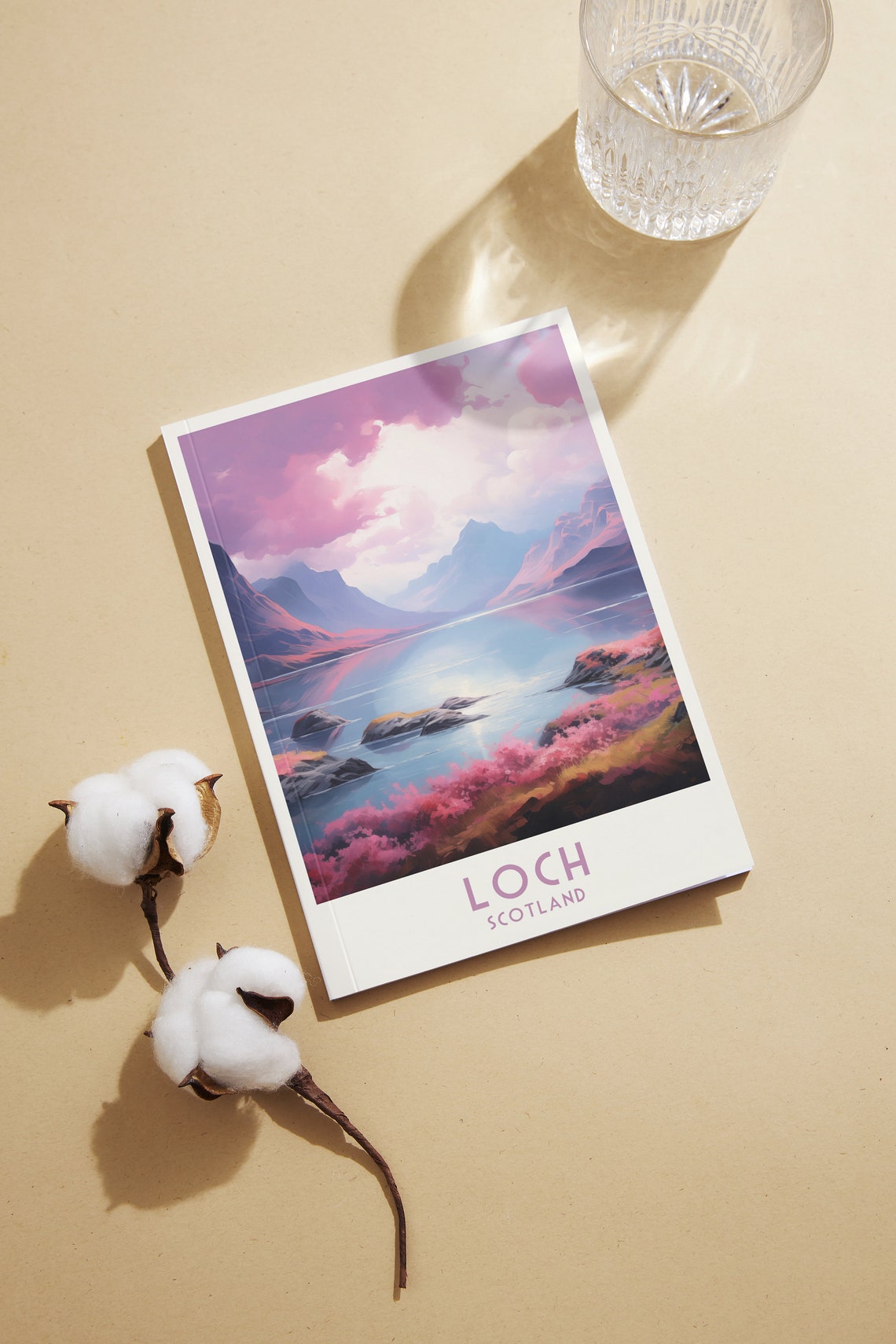 Loch Scotland Pink Dawn Mountain Lake Reflection Travel Poster - Image 2