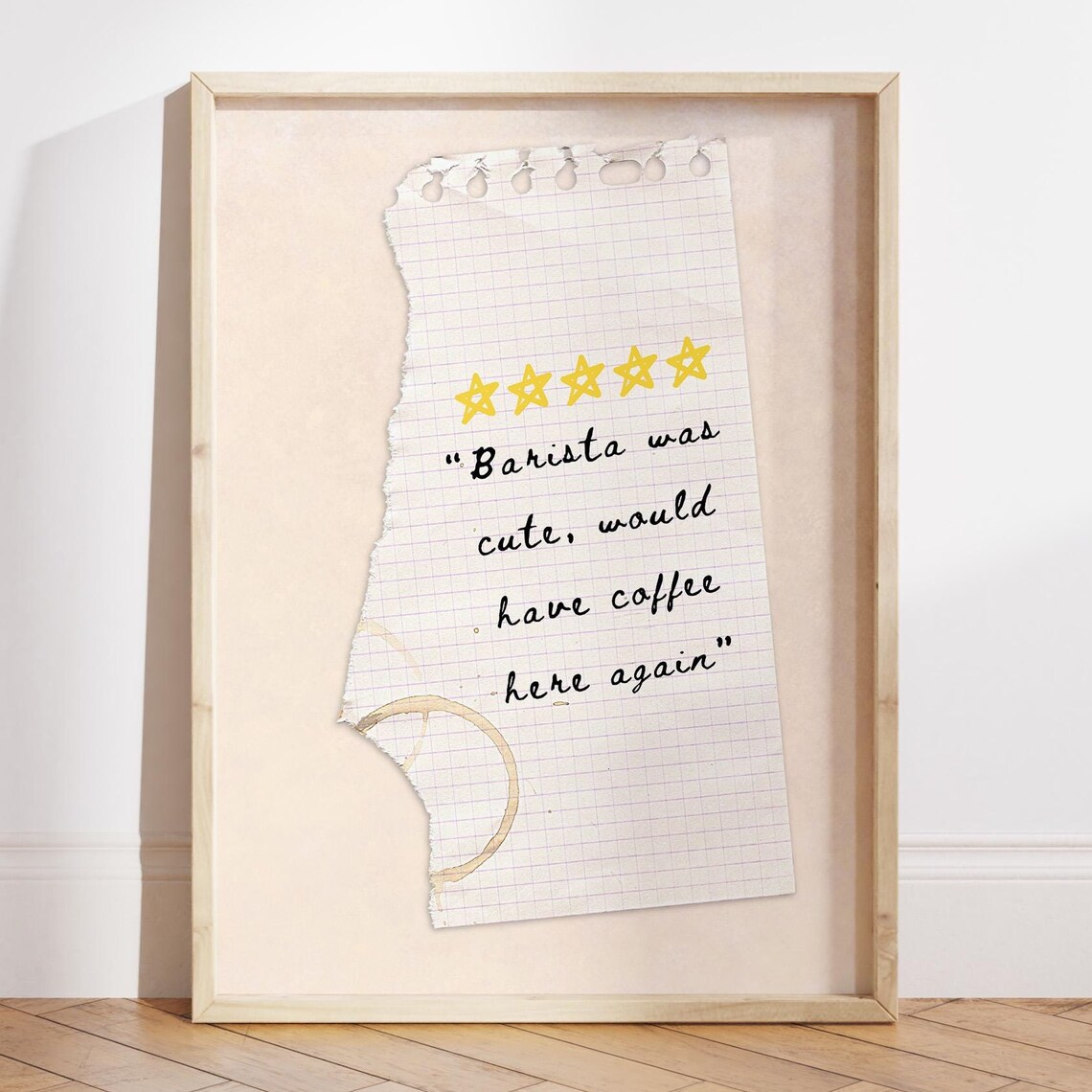 Barista Was Cute Five Star Review Funny Coffee Quote Wall Poster