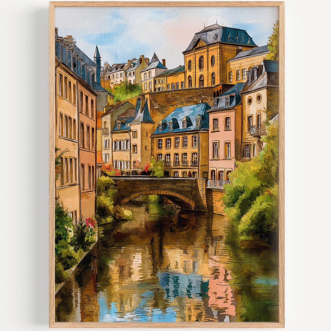 Luxembourg Watercolor Travel Poster, Illustration