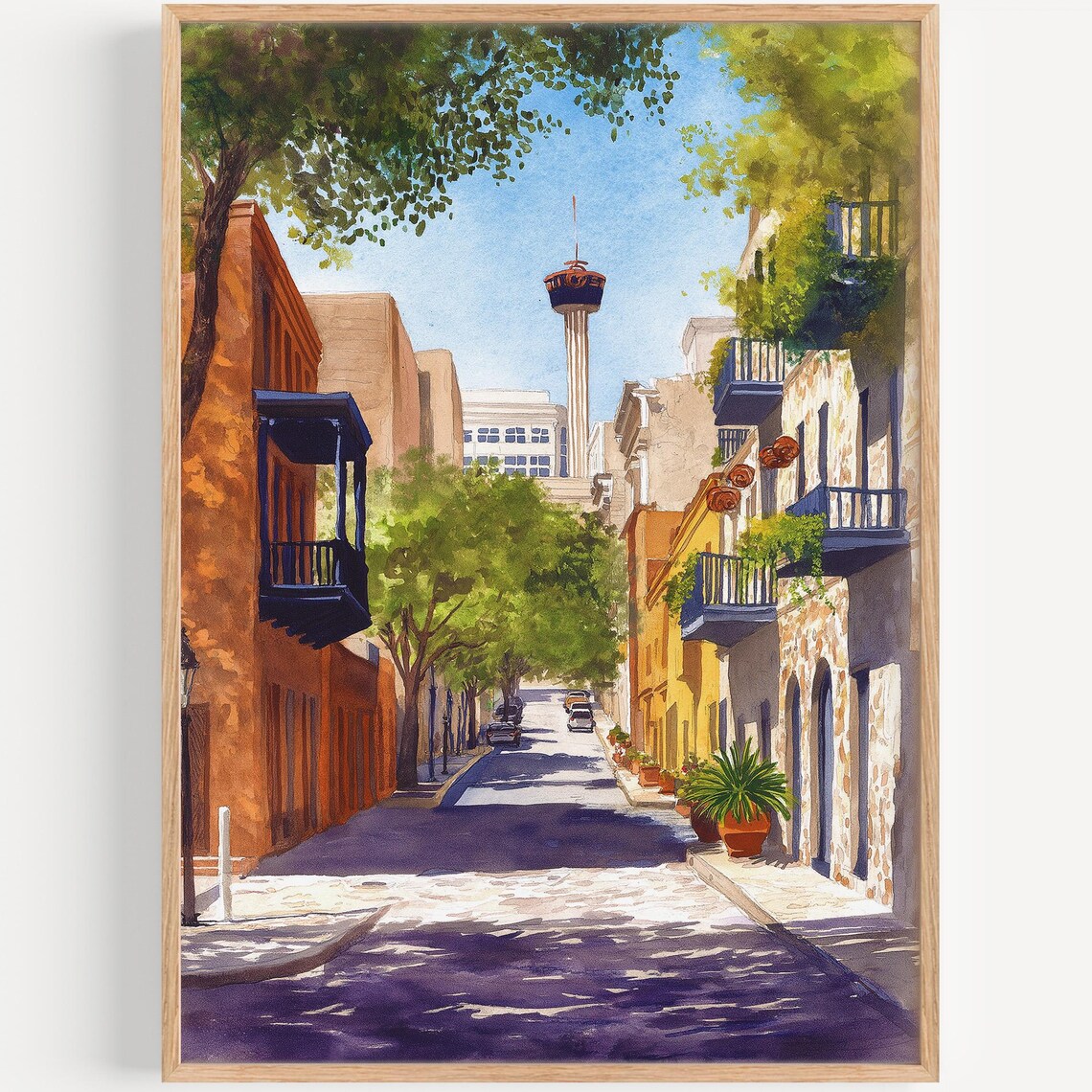 San Antonio Watercolor Travel Poster, Texas