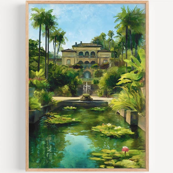 Lotusland Watercolor Painting Wall Art Print Travel Poster Decor Illustration Home