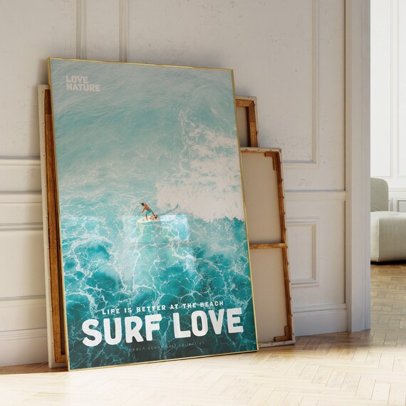 Surf Prints Surf Love Movie Poster And Magazine Cover Style Print Surf Wall Art Surfer Posters Surfer Gift Retro Surf Up Photo Ocean