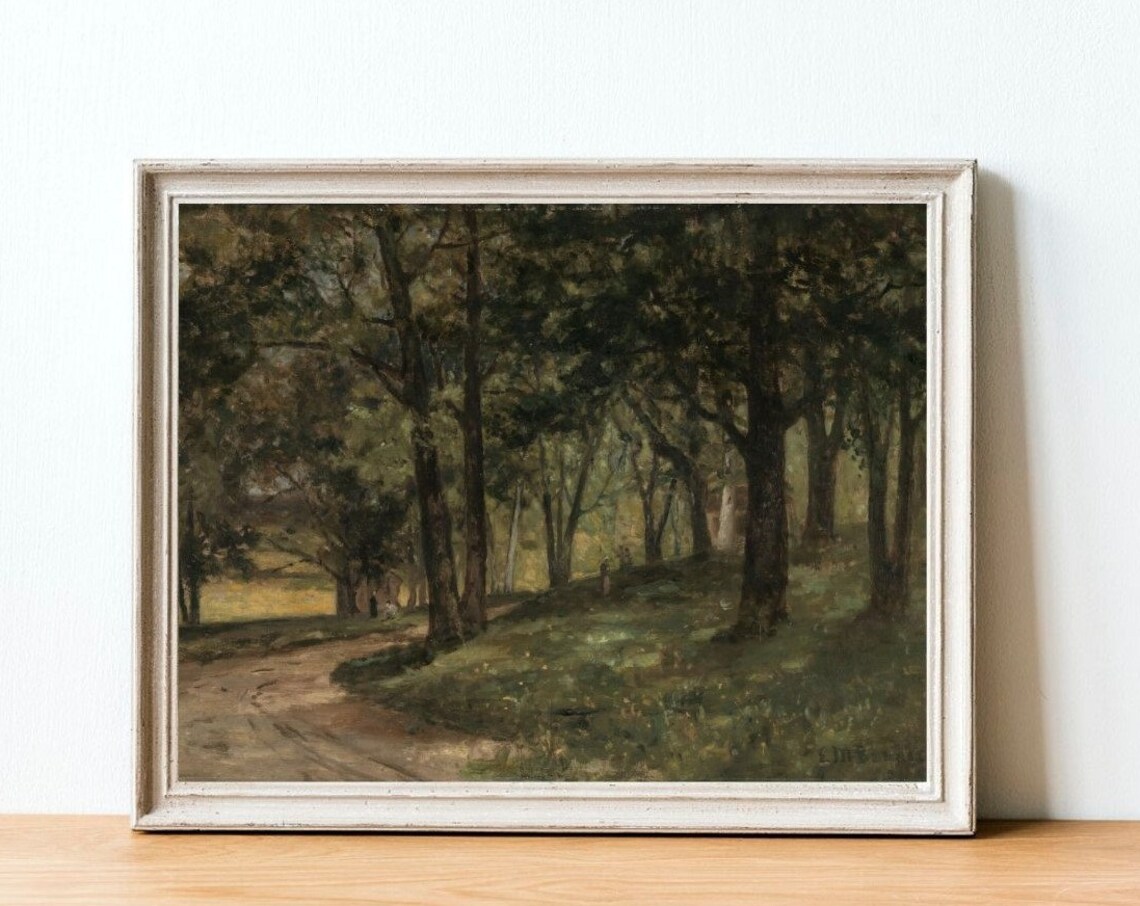 Vintage Forest Landscape, Country Oil Painting Art Print - Image 2