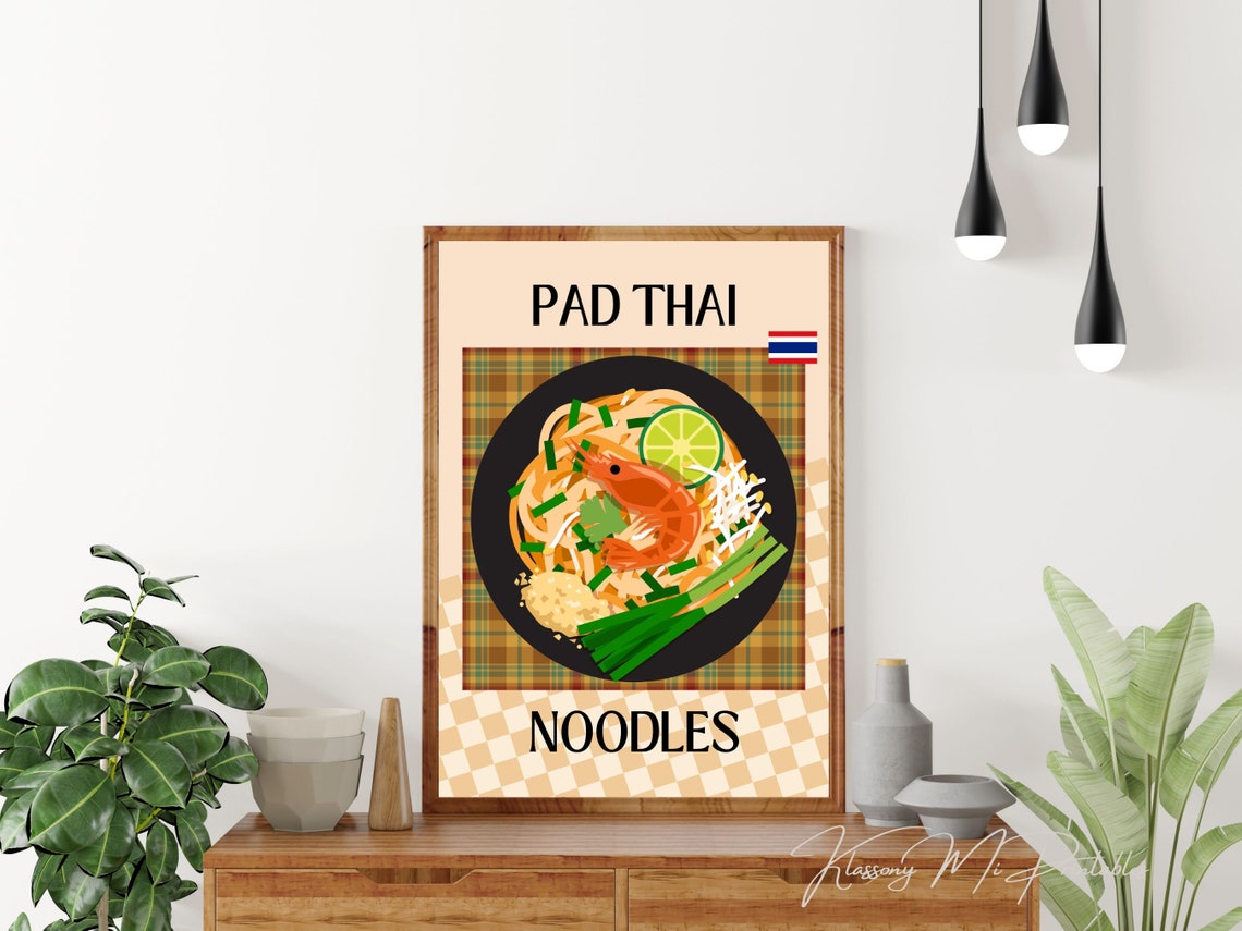 Pad Thai Noodles Shrimp Lime Thai Food Kitchen Wall Art Decor - Image 3