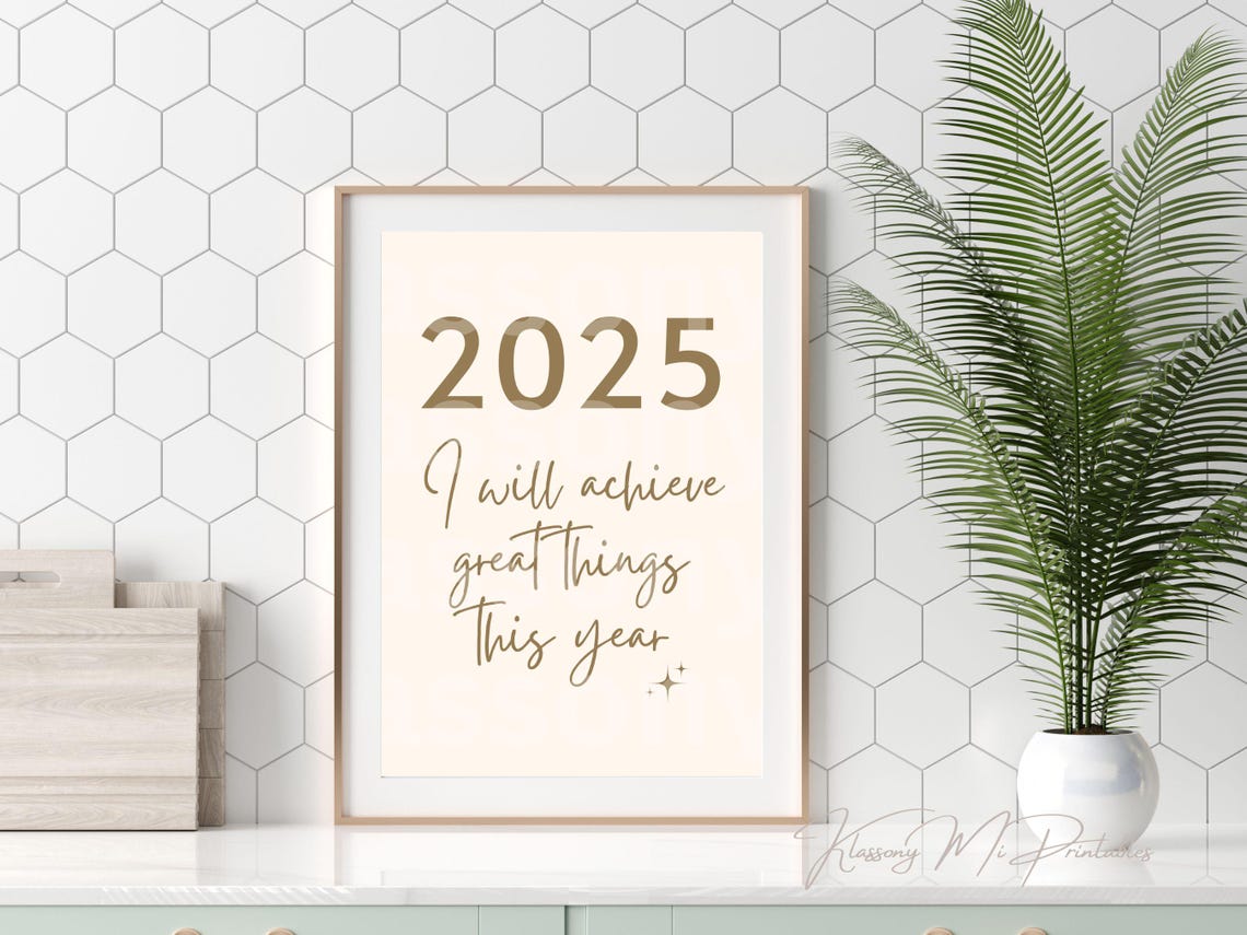 2025 Gold Script Achieve Great Things Inspirational New Year Poster - Image 4
