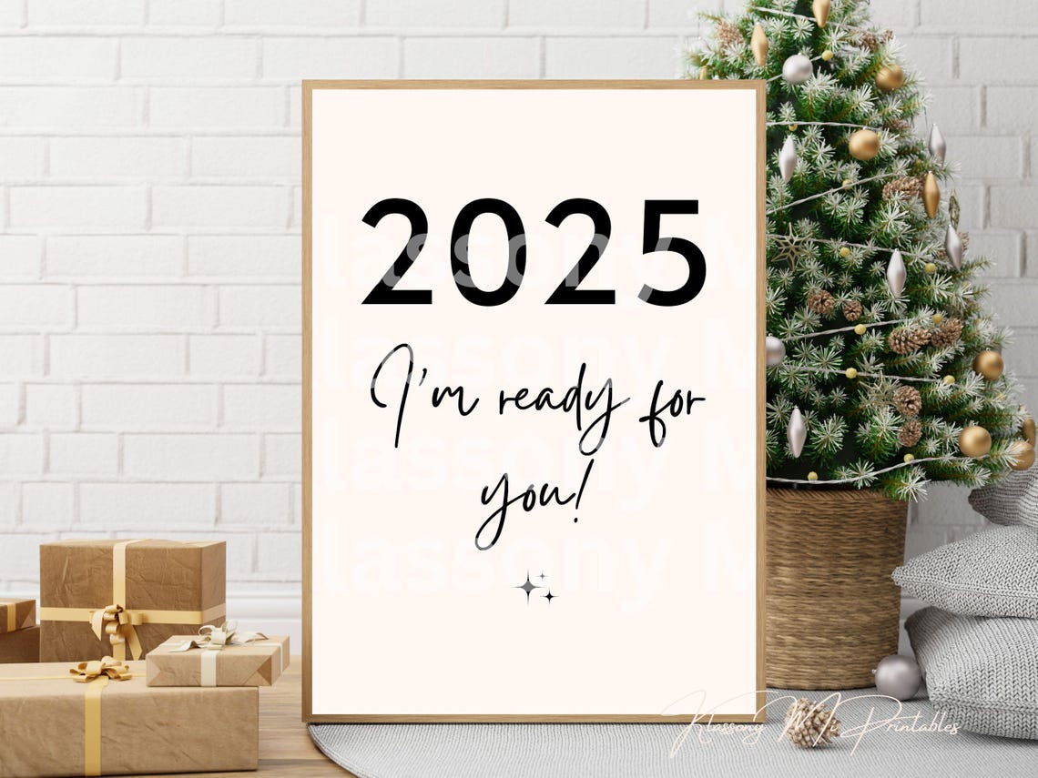 2025 Im Ready For You Bold Black Script Modern New Year Poster