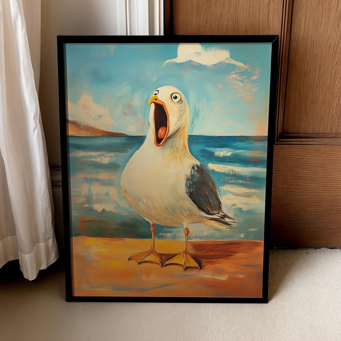 Funny Annoying Seagull Bathroom Wall Art Print