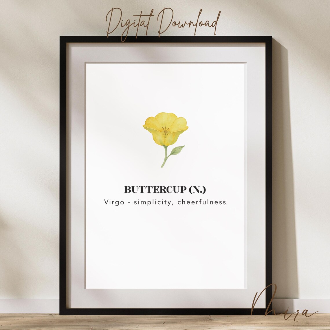 Buttercup Birth Flower Virgo Zodiac Minimalist Astrology Poster