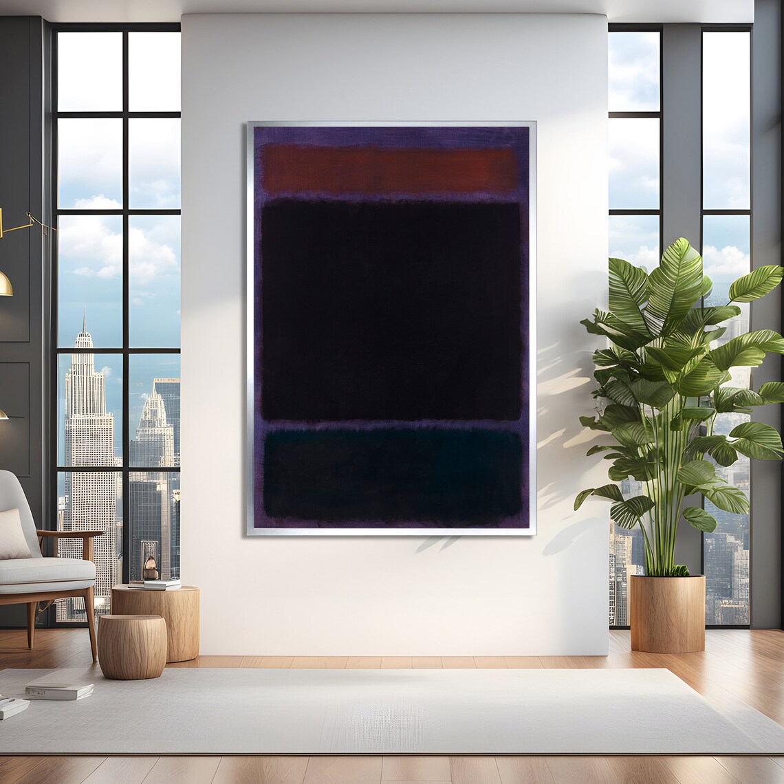 Deep Shades Of Purple And Black Abstract Art Print - Image 2