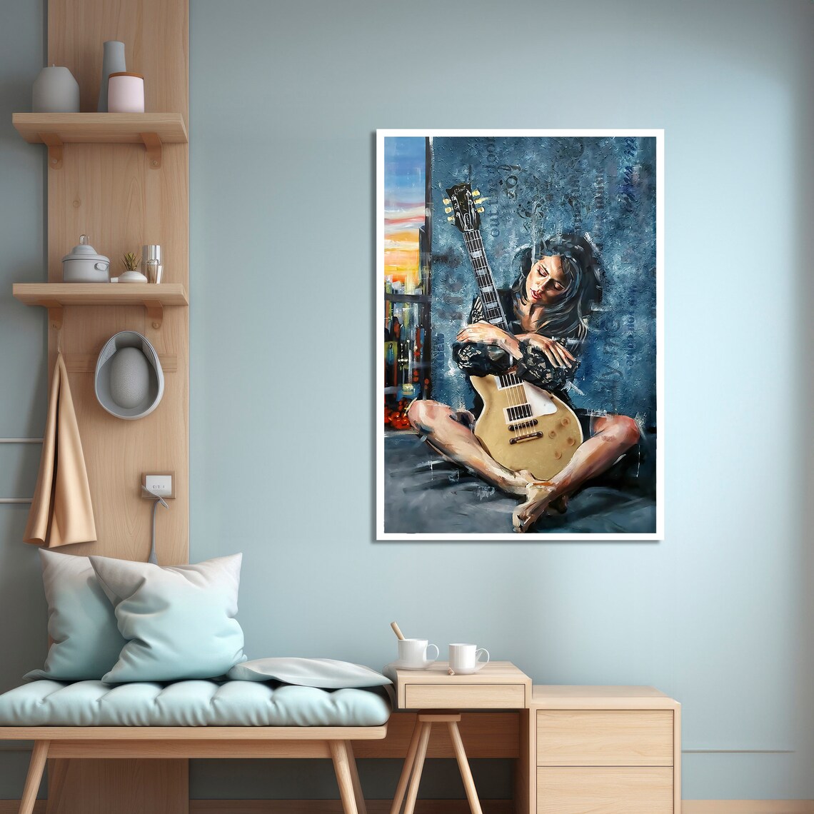 Modern Musician, Stylish Contemporary Guitarist Painting - Image 4