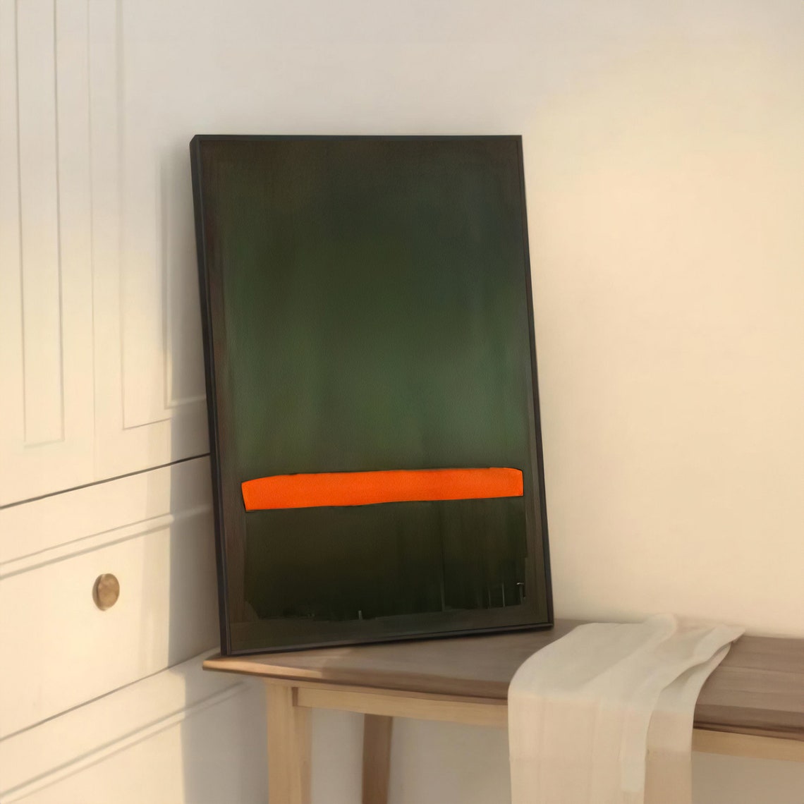 Modern Green And Orange Mark Rothko Style Abstract Wall Art For Sophisticated And Contemporary Home Decor - Image 5