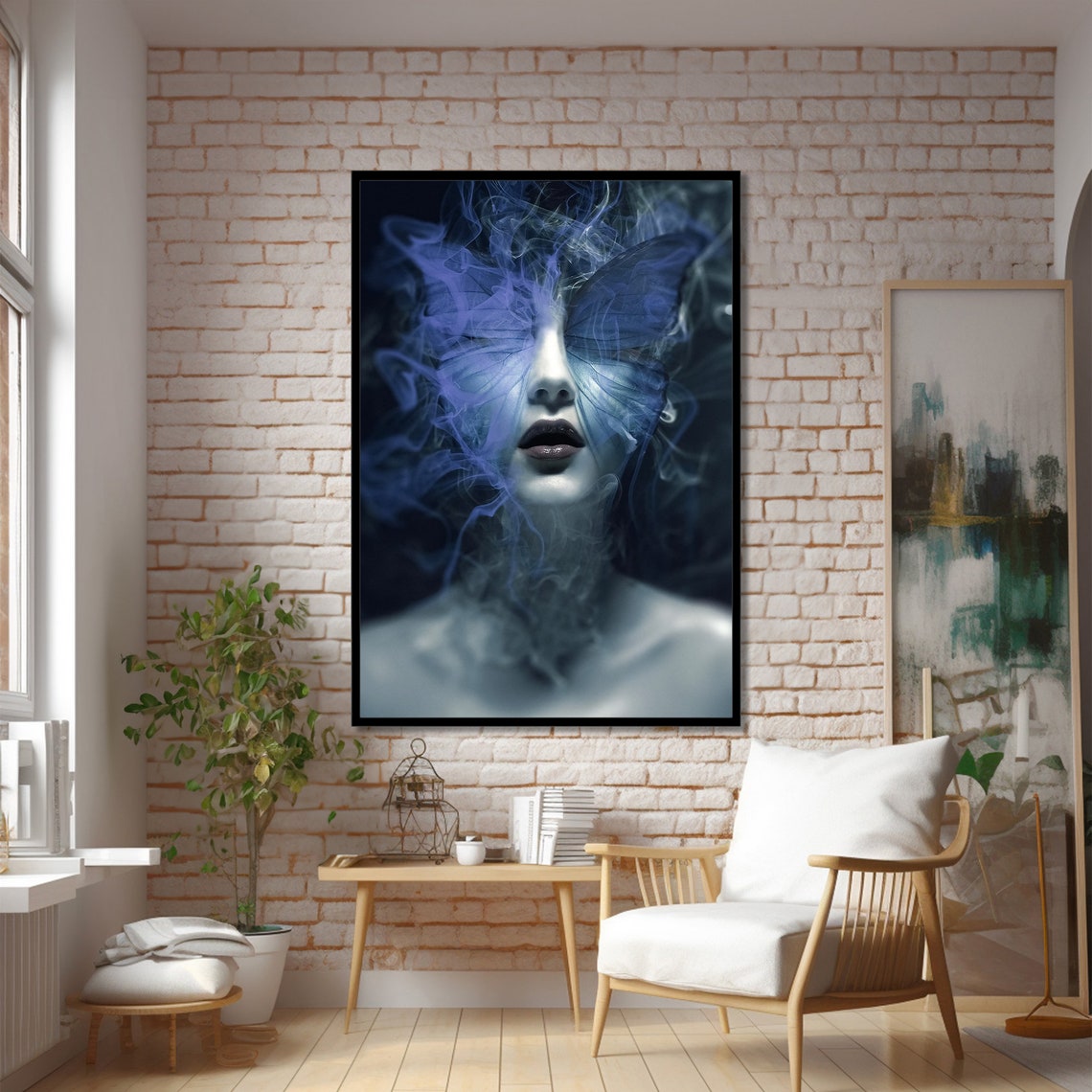 Enigmatic Butterfly Woman, Surreal Art Print - Image 3