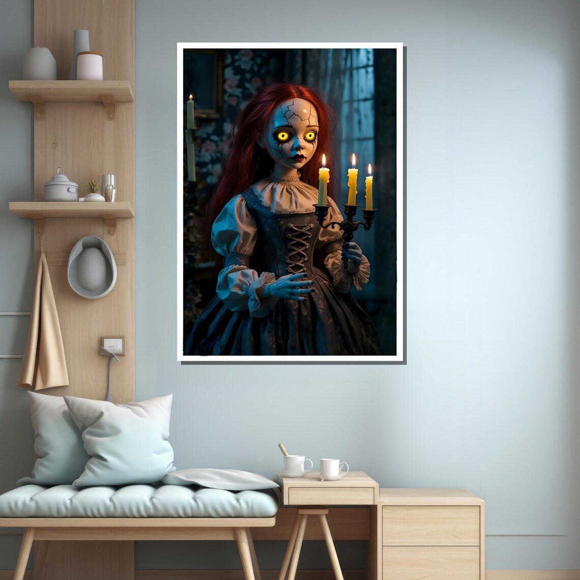 Gothic Haunted Doll With Candlelight Art Print - Image 3