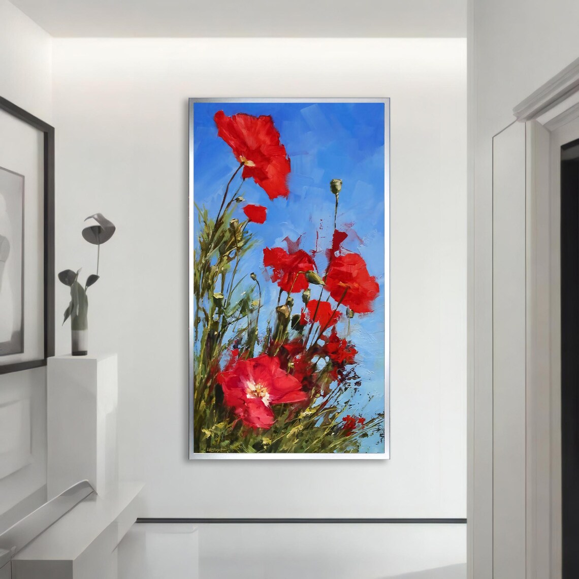 Red Poppies Painting, Bold Floral Wall Art - Image 2