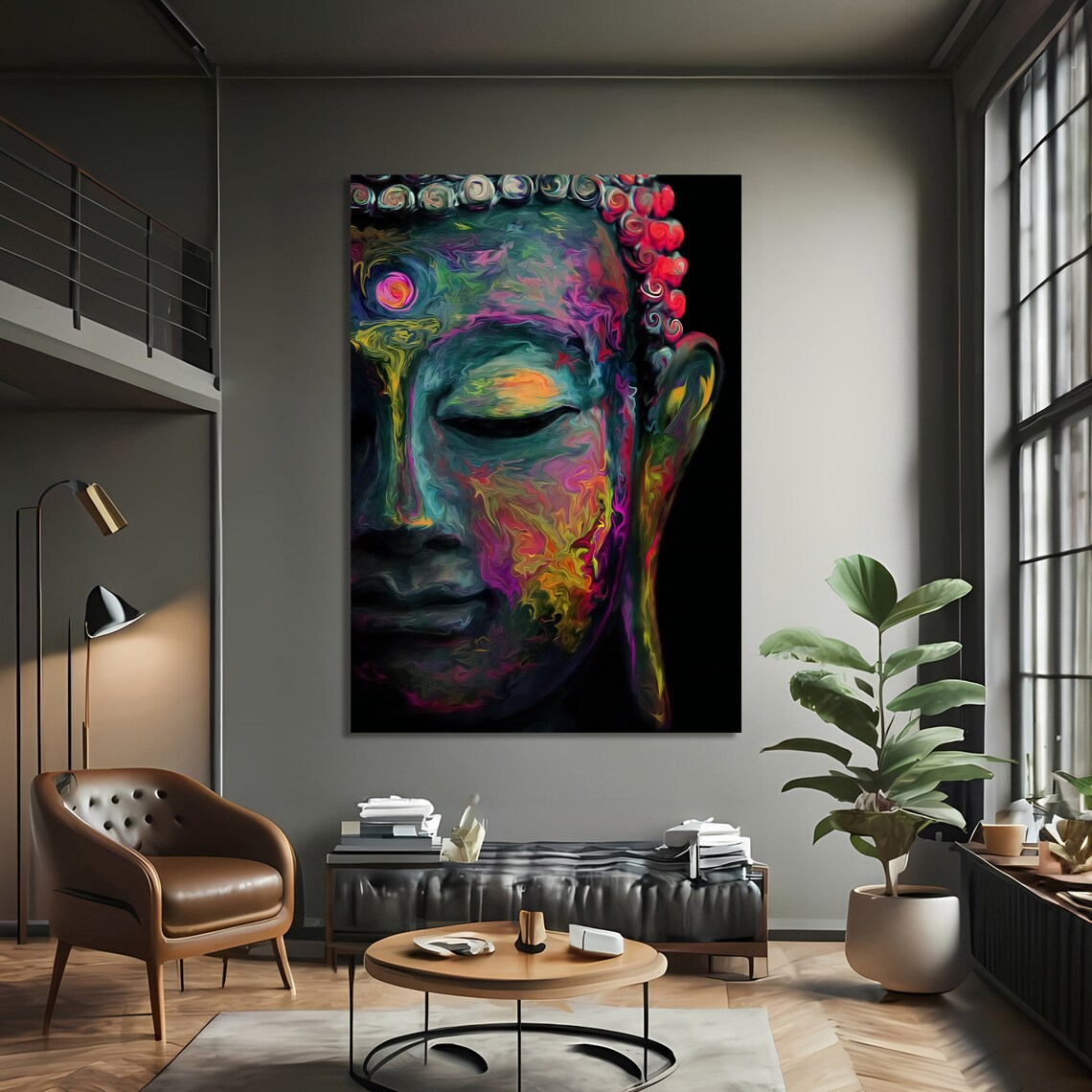 Colorful Buddha, Vibrant Spiritual Painting - Image 3