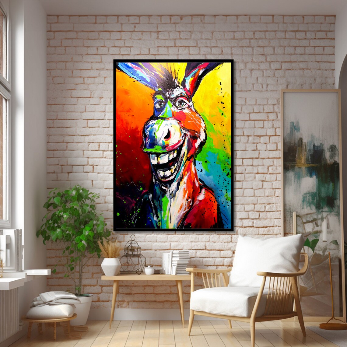 Colorful Donkey Art Print, Vibrant Animal Painting - Image 2
