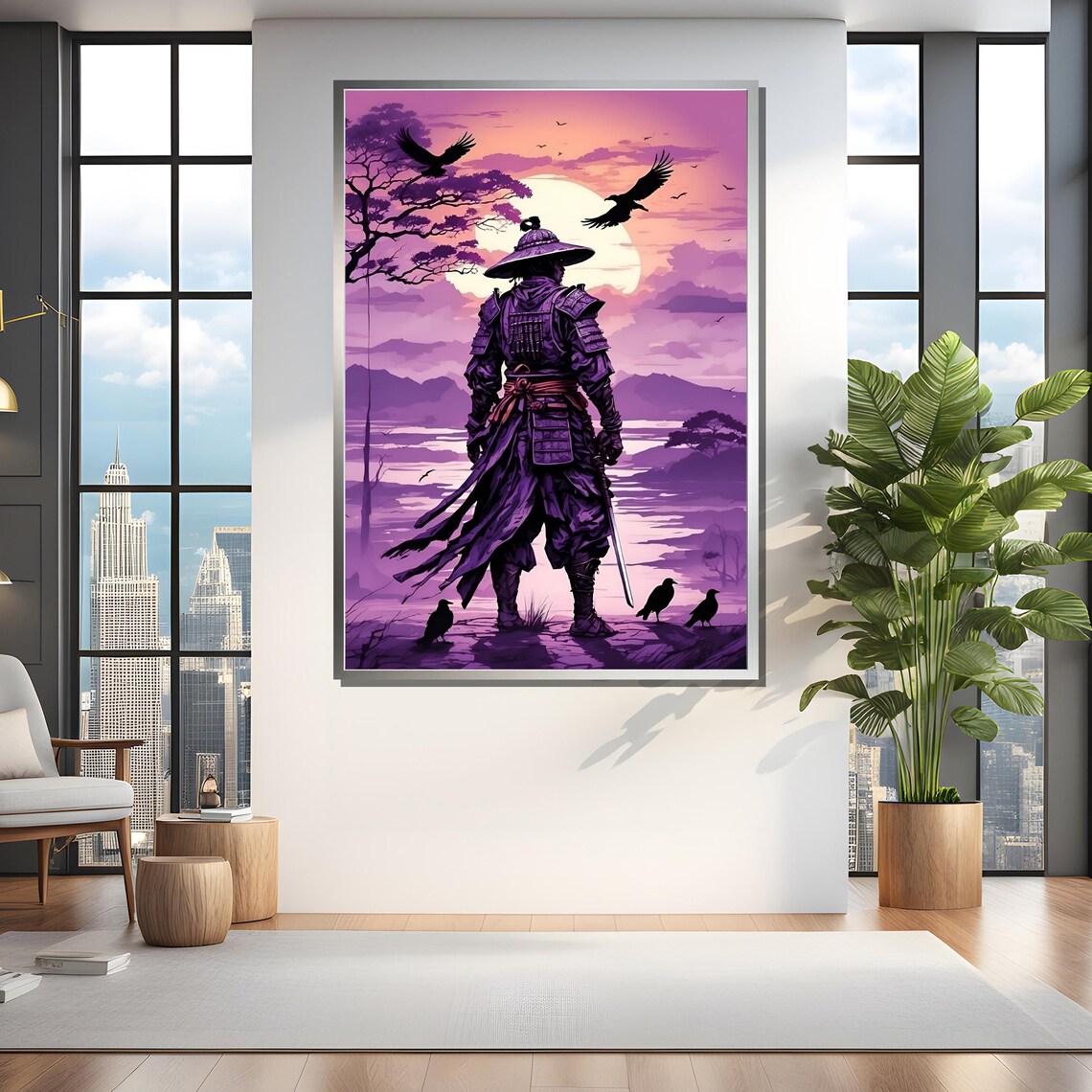 Samurai Warrior At Sunset, Office Wall Art Print - Image 4