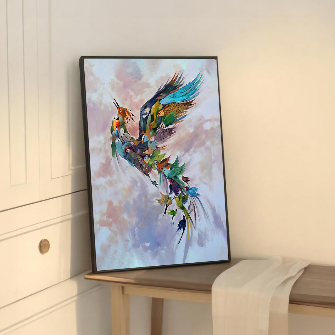 Bird Flock Art Print, Vibrant Animal Painting - Image 5