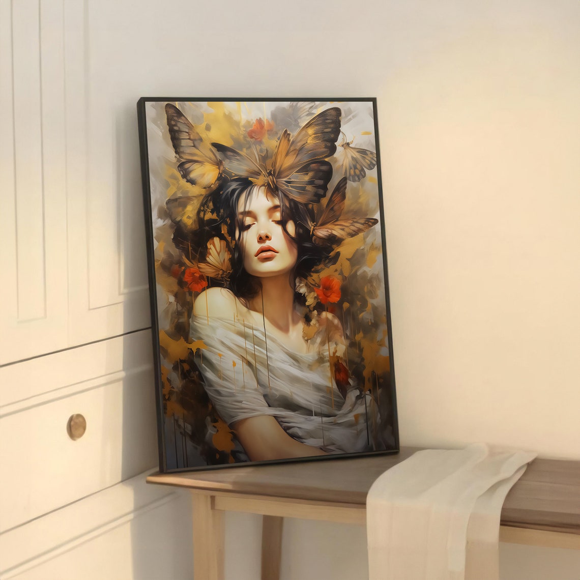 Whimsical Woman With Butterflies Art Print - Image 5