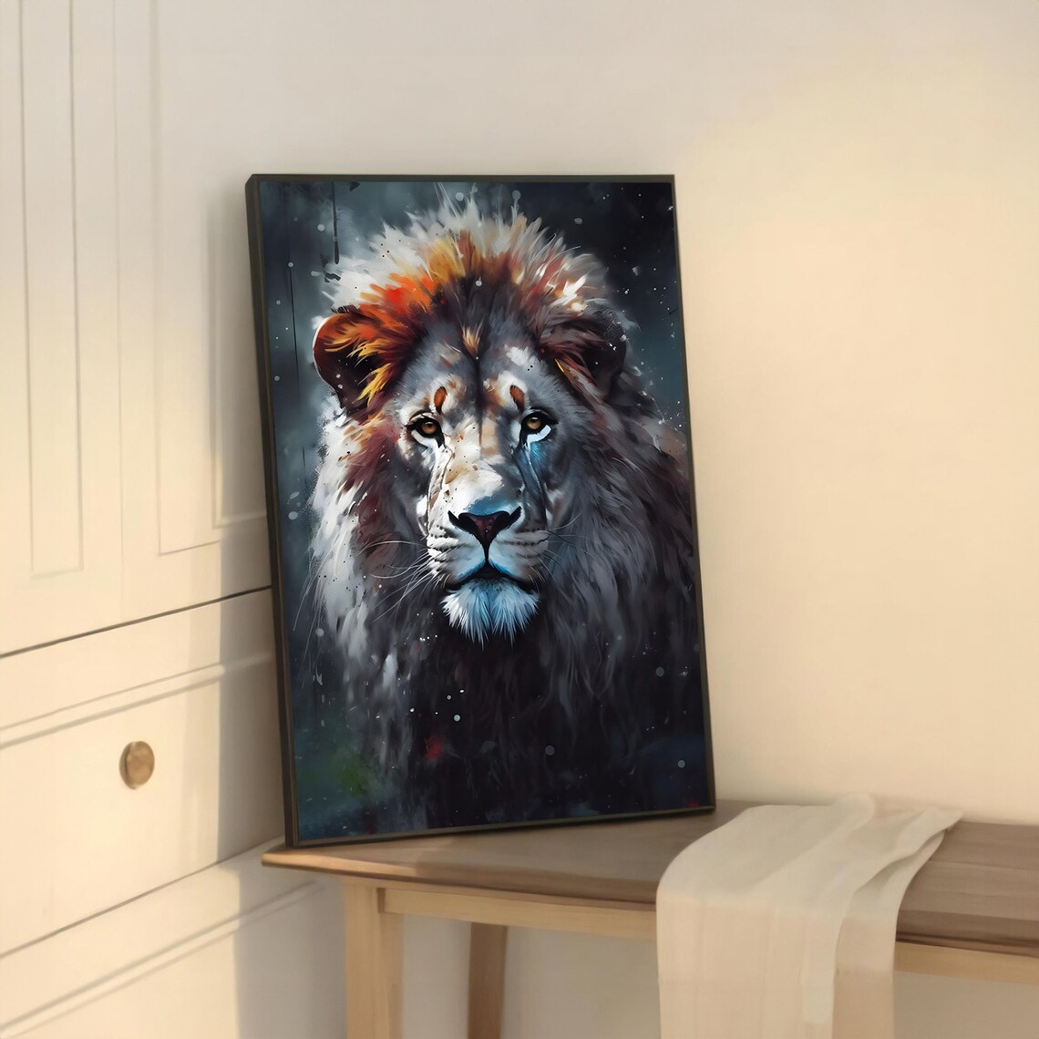 Majestic Lion, Modern Painting Animal Art Print - Image 5