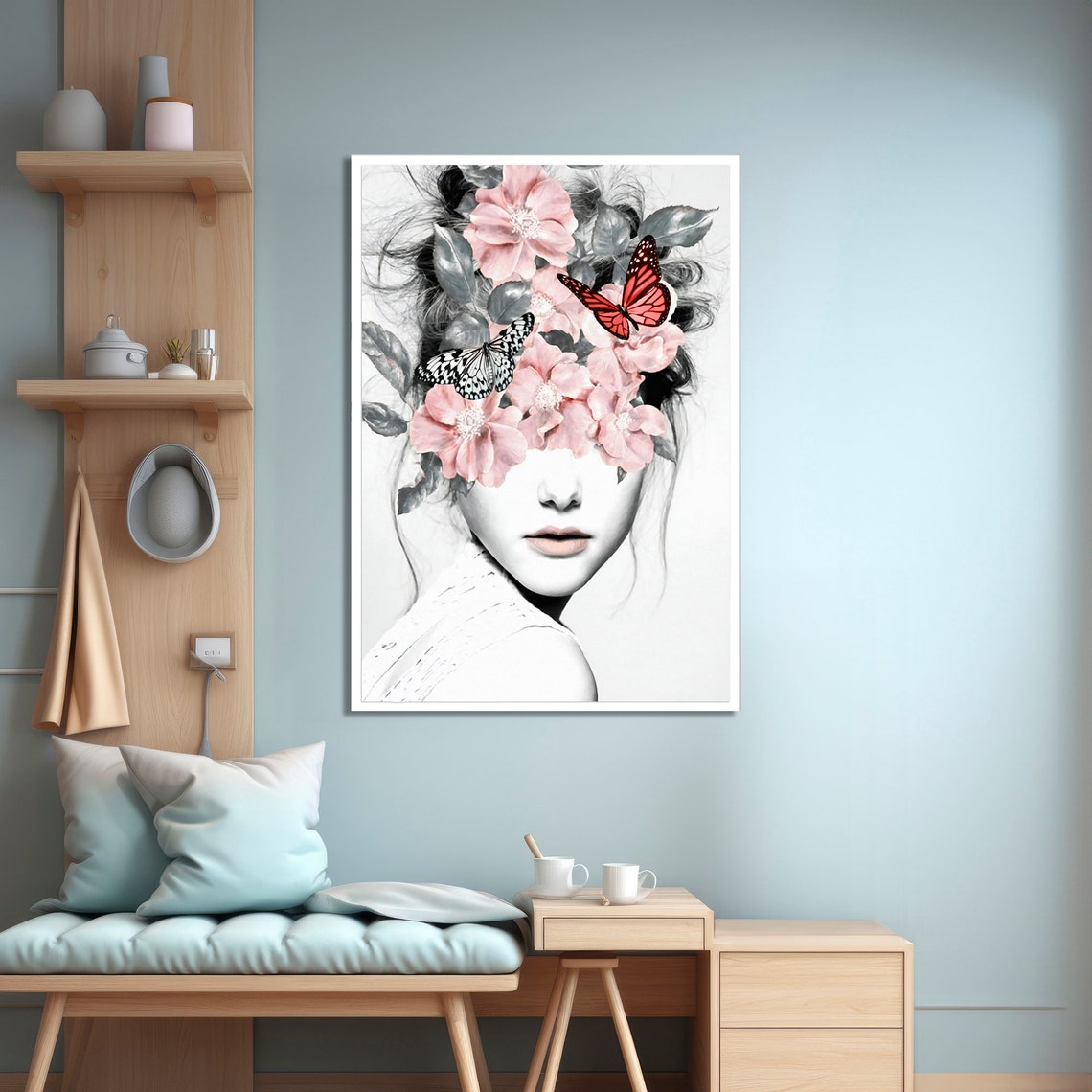Floral Fantasy Woman With Butterflies Art Print - Image 4