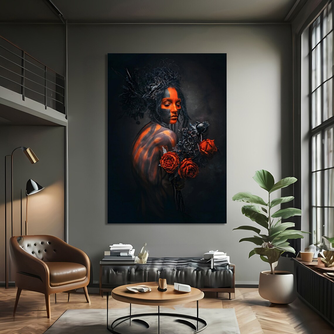 Stylish Woman in Abstract Modern Painting - Image 3