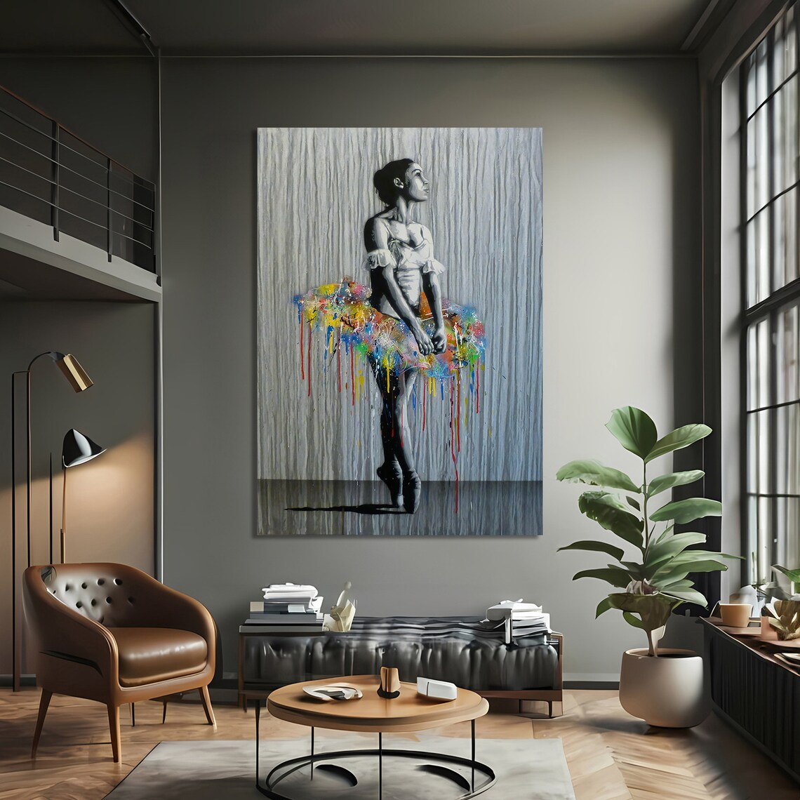Graceful Ballerina, Pop Art Graffiti Painting - Image 3