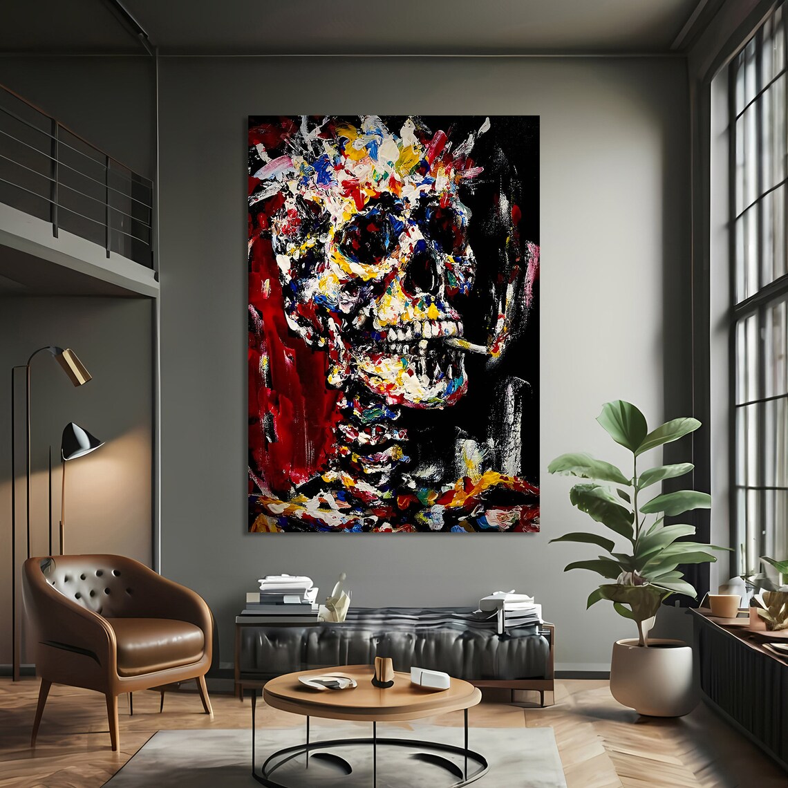 Skull Graffiti Painting, Abstract Street Art - Image 3
