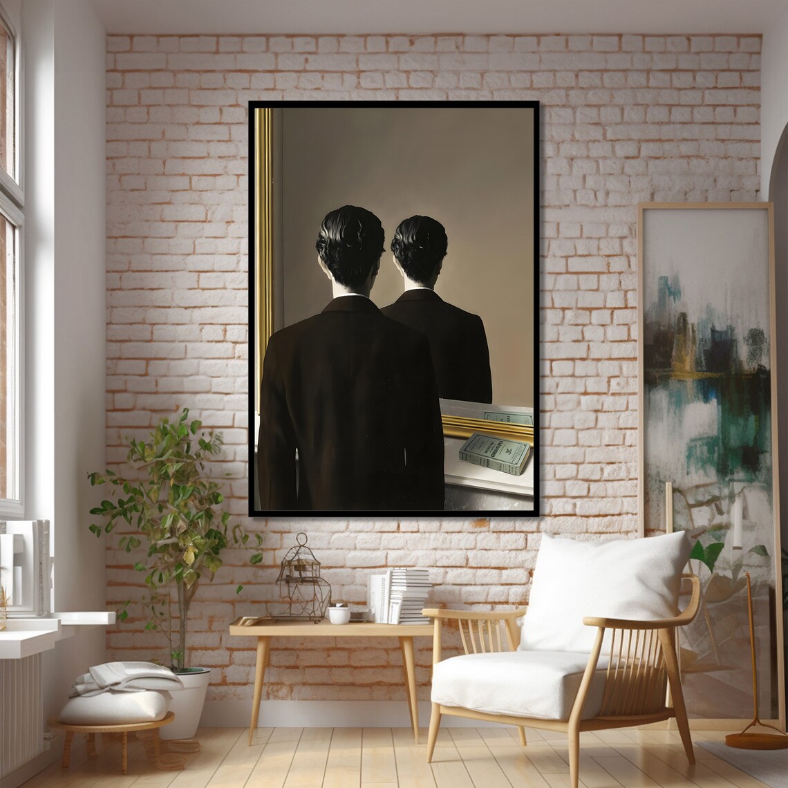 Surrealist Duality Mirror Painting, Modern Decor - Image 2